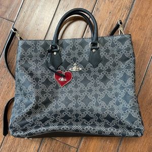 Vivienne Westwood Patent Leather Black Messenger Bag  w Orb Logo